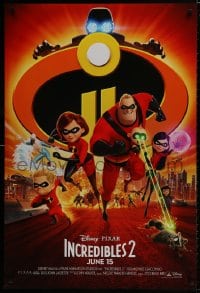 9g722 INCREDIBLES 2 advance DS 1sh 2018 Disney/Pixar, Nelson, Hunter, wacky, montage of cast!