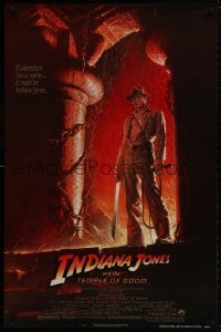 9g727 INDIANA JONES & THE TEMPLE OF DOOM 1sh 1984 art of Harrison Ford by Bruce Wolfe, NSS style!