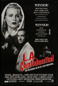 9g753 L.A. CONFIDENTIAL awards DS 1sh 1997 Kim Basinger in black and white hood, Spacey, more!