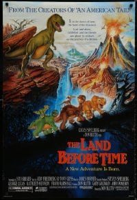 9g756 LAND BEFORE TIME DS 1sh 1988 Steven Spielberg, George Lucas, Don Bluth, dinosaur cartoon!