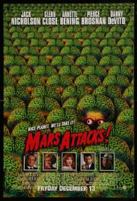 9g788 MARS ATTACKS! int'l advance DS 1sh 1996 directed by Tim Burton, great image of many aliens!