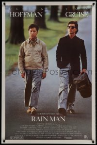 9g844 RAIN MAN 1sh 1988 Tom Cruise & autistic Dustin Hoffman, directed by Barry Levinson!