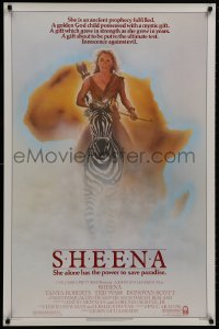 9g885 SHEENA 1sh 1984 sexy Tanya Roberts with bow & arrows riding zebra in Africa!