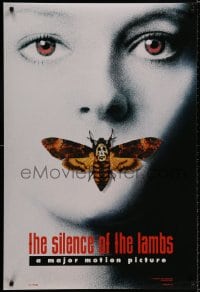 9g889 SILENCE OF THE LAMBS style A teaser DS 1sh 1991 image of Jodie Foster with moth over mouth!