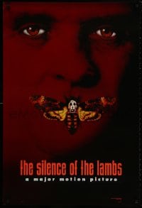 9g890 SILENCE OF THE LAMBS style B teaser DS 1sh 1991 image of Anthony Hopkins with moth over mouth!