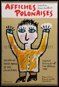 9g120 AFFICHES POLONAISES 16x24 French museum/art exhibition 1990 wild art of a man by Kwasniewski!