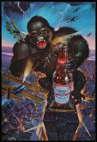 9g343 BUDWEISER King Kong style 19x28 advertising poster 1985 King Kong holding beer by Don Kueker!