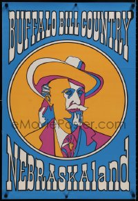 9g227 BUFFALO BILL COUNTRY NEBRASKALAND 24x35 special poster 1980s colorful portrait of him!