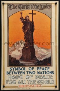 9g232 CHRIST OF THE ANDES 12x19 special poster 1922 Hoover art of Christ the Redeemer of the Andes!