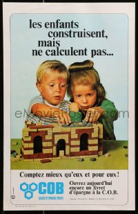 9g347 COB 10x16 Belgian advertising poster 1979 cool close-up image of kids building!