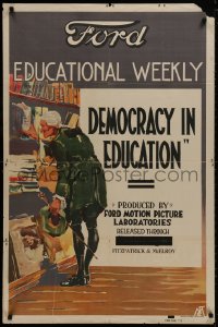 9g237 DEMOCRACY IN EDUCATION 28x42 special poster 1919 Ford Motor Company, great art, ultra-rare!