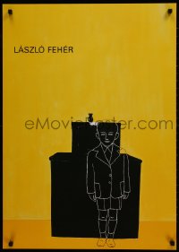 9g182 LASZLO FEHER 24x33 German museum/art exhibition 1990s cool art of boy over yellow background!