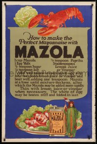 9g354 MAZOLA 28x43 advertising poster 1930s a great recipe to make the perfect mayonnaise!