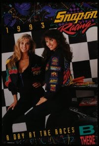 9g358 SNAP-ON 2-sided 26x40 advertising poster 1993 two sexy women at a day at the races!