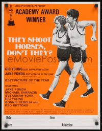 9g320 THEY SHOOT HORSES, DON'T THEY 17x22 special poster R1978 Jane Fonda, Sarrazin, Sydney Pollack!