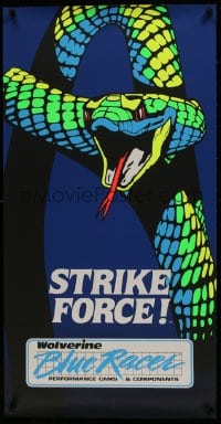 9g359 WOLVERINE BLUE RACER 20x39 advertising poster 1990s striking silkscreen art of snake!