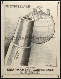 9g329 WORLD DISARMAMENT CONFERENCE 17x22 special poster 1932 war spending is a bottomless hole!
