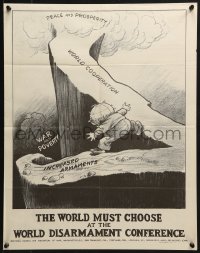 9g328 WORLD DISARMAMENT CONFERENCE 17x22 special poster 1932 war & poverty or peace & prosperity!