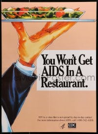 9g333 YOU WON'T GET AIDS IN A RESTAURANT 16x22 special poster 1990s HIV/AIDS, not from a waiter!