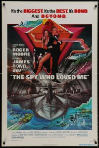 9g916 SPY WHO LOVED ME 1sh 1977 great art of Roger Moore as James Bond by Bob Peak!