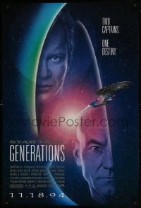 9g922 STAR TREK: GENERATIONS advance 1sh 1994 Stewart as Picard & Shatner as Kirk, two captains!