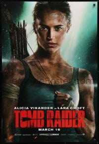 9g960 TOMB RAIDER teaser DS 1sh 2018 sexy close-up image of Alicia Vikander as Lara Croft!