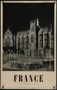 9g064 FRANCE Cathedral de Metz style 25x39 French travel poster 1950s tourist destination images!