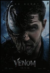 9g974 VENOM int'l French language teaser DS 1sh 2018 Tom Hardy in the title role transforming!