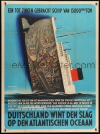 9g024 DUITSCHLAND WINT DEN SLAG OP DEN ATLANTISCHEN OCEAAN 35x48 Dutch WWII war poster 1941!