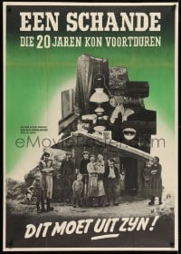 9g025 EEN SCHANDE DIE 20 JAREN KON VOORTDUREN 33x47 Dutch WWII war poster 1940 poor families!