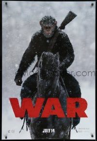 9g980 WAR FOR THE PLANET OF THE APES style A teaser DS 1sh 2017 great image of Caesar on horseback!