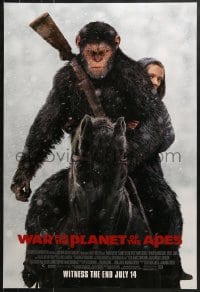 9g981 WAR FOR THE PLANET OF THE APES style D int'l advance DS 1sh 2017 Caesar & Miller on horseback!