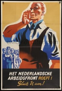 9g026 HET NEDERLANDSCHE ARBEIDSFRONT ROEPT 31x46 Dutch WWII war poster 1942 workers by Gerbo!