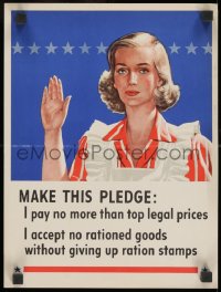 9g019 MAKE THIS PLEDGE 11x14 WWII war poster 1940s art of housewife making pledge to ration!