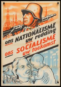 9g030 ONS NATIONALISME UW REDDING ONS SOCIALISME UW TOEKOMST 22x31 Dutch WWII war poster 1944 rare!