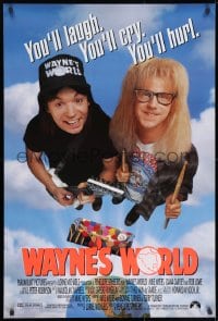 9g983 WAYNE'S WORLD int'l DS 1sh 1991 Mike Myers & Dana Carvey from Saturday Night Live sketch!