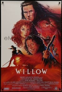 9g986 WILLOW 1sh 1988 Ron Howard directed, John Alvin art of Val Kilmer, Warwick Davis & Whalley!