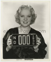 9h129 ALICE FAYE 8.25x10 still 1934 showing how North Dakota license plates look by Otto Dyar!