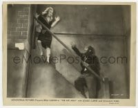 9h149 APE MAN 8x10.25 still 1943 Bela Lugosi in full make-up chasing Louise Currie on stairs!