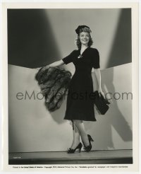 9h259 CLAIRE DODD 8.25x10 still 1941 smiling in pleated afternoon dress & silver fox by Ray Jones!