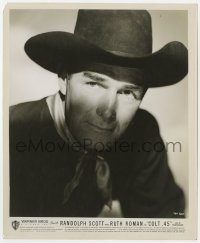 9h271 COLT .45 8.25x10 still 1950 best portrait of cowboy Randolph Scott with shadows!