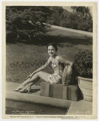 9h340 DOROTHY LAMOUR 8.25x10 still 1940 sexy smiling close up in swimsuit lounging by her pool!