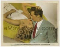 9h039 DOWN TO EARTH color 8x10 still 1947 best romantic close up of Rita Hayworth & Larry Parks!