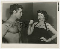 9h436 GENTLEMEN PREFER BLONDES 8x10 still 1953 Jane Russell winking at hunky bodybuilder in gym!