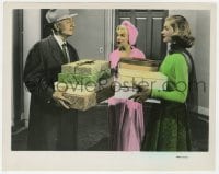 9h058 HOW TO MARRY A MILLIONAIRE color 8.25x10.25 still 1953 Powell gives gifts to Monroe & Bacall!