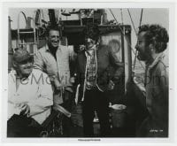 9h531 JAWS 8x9.75 still 1975 incredible c/u of Spielberg, Scheider, Dreyfuss & Shaw on ship!