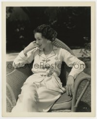 9h669 MAUREEN O'SULLIVAN deluxe 8x10 still 1930s seated in monogram bloue by Virgil Apger!