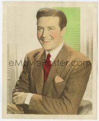 9h087 RAY MILLAND color deluxe 8x10 still 1940s great smiling portrait wearing suit & tie!