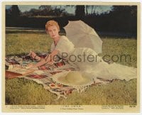 9h100 SWAN color 8x10 still #2 1956 beautiful Grace Kelly laying on blanket, drawing outdoors!