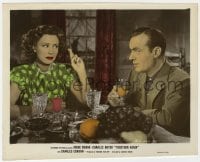 9h109 TOGETHER AGAIN color 8.25x10.25 still 1944 Irene Dunne with fingers crossed by Charles Boyer!